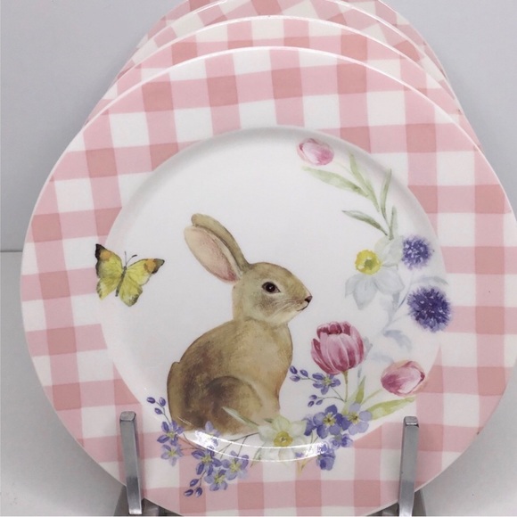 Grace Teaware Other - 4 Salad Plates Grace Tea ware EASTER SPRING BUNNY, FLOWERS, BUTTERFLY Pink New